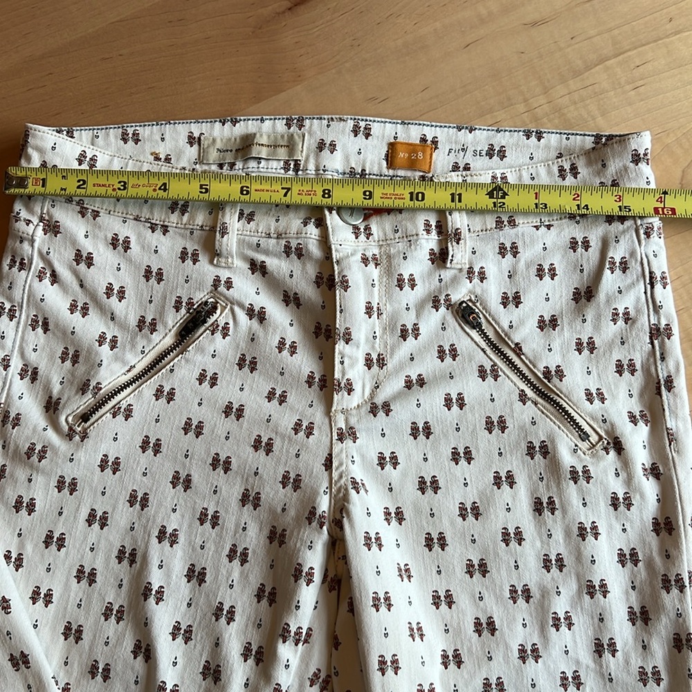 Pilcro Cream Skinny Jeans with Brown Floral Dot Print - Picture 10 of 13